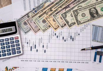 Forex trading with dollar bills.