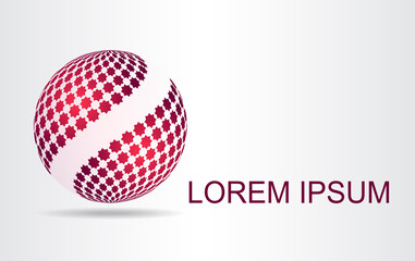 Stylized spherical surface with shapes of stars. Template for logo.