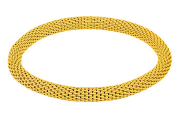 Yellow elastic metallic bracelet, isolated on white background, clipping path included