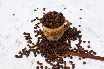 Coffee beans on white background.