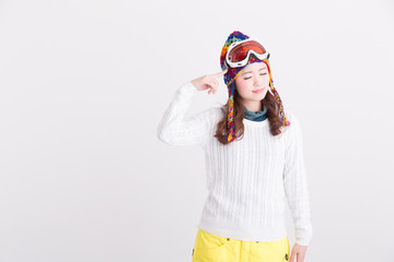 ウィンタースポーツ・女性(白バック)