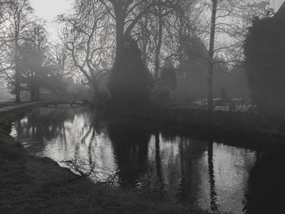 Foggy Black and White Lower Slaughter River