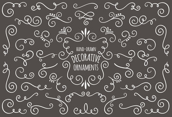 Collection of hand drawn vintage swirl ornaments. 