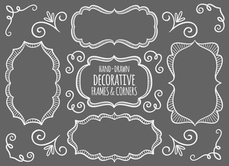 Collection of cute hand drawn frames and calligraphic elements.