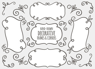 Collection of cute hand drawn frames and calligraphic elements.