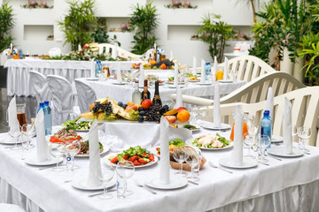 beautifully served festive table in the great hall