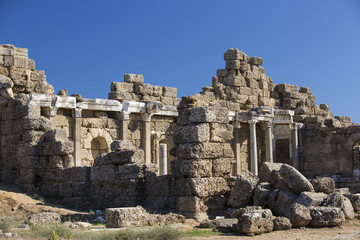 Fototapeta premium Ruins of the ancient city of Side and the Amphitheatre
