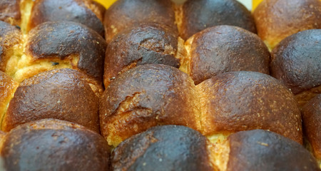 Freshly bake yellow potato bread loaf
