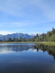 Reflection on Mirror lake/ Lake Matheson New Zealand