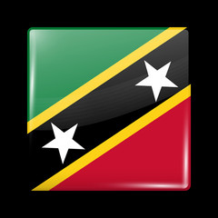 Flag of Saint Kitts and Nevis. Glossy Icon Square Shape