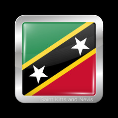 Flag of Saint Kitts and Nevis. Metal Icon Square Shape