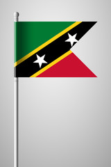 Flag of Saint Kitts and Nevis. National Flag on Flagpole