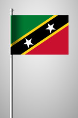 Flag of Saint Kitts and Nevis. National Flag on Flagpole