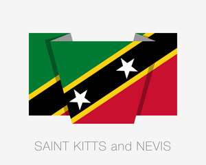 Flag of Saint Kitts and Nevis. Flat Icon Wavering Flag with Coun
