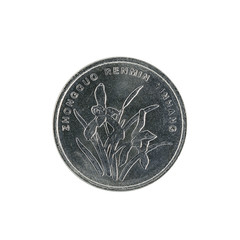 one chinese jiao coin (2010) isolated on white background