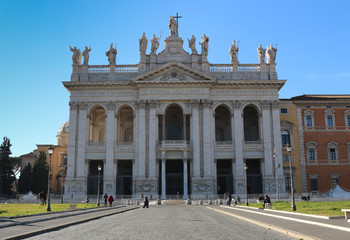 Obraz premium The facade of St. John Lateran basilica (Basilica di San Giovanni in Laterano) in Rome, Italy