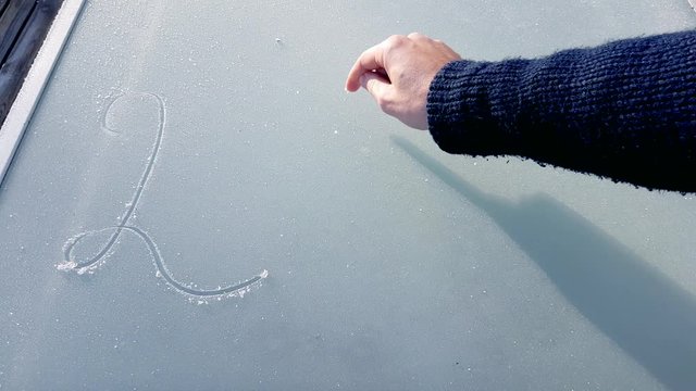 Year Number 2017 Written On Frosty Window By A Finger - 4K UHD Movie (3840X2160)
