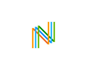 Initial Letter N Color Line Logo Design Element