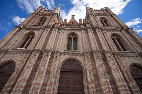 facade of a christian church in Riobamba Ecuador