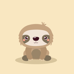 Cartoon illustration funny and cute sloth.