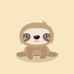Cartoon illustration funny and cute sloth.