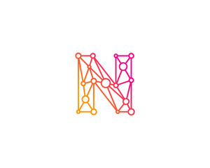 Fototapeta na wymiar Initial Letter N Connect Dot Logo Design Element