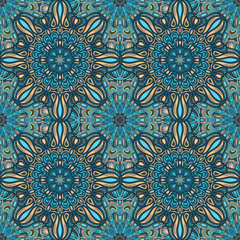 Ornate floral seamless texture, endless pattern with vintage mandala elements.