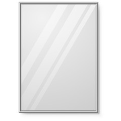 Mirror with chrome frame on the wall vector template.
