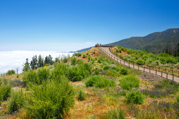 Fototapeta na wymiar viewpoint above the clouds in Teide National Park in Tenerife, Spain