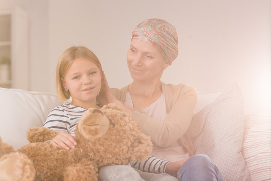 Cancer woman with daughter