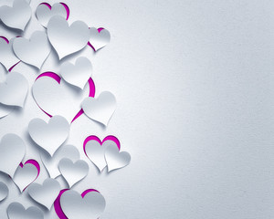 paper hearts  - 3D romantic  card / background ( love , valentine , wedding  , valentine's day ) - 131808473