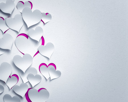 paper hearts  - 3D romantic  card / background ( love , valentine , wedding  , valentine's day )