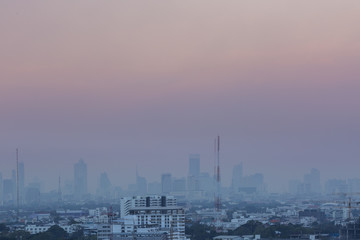 Fototapeta na wymiar air pollution evening time over Bangkok, Thailand