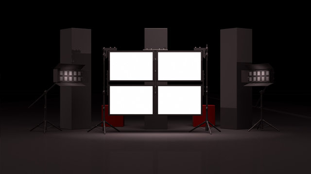 Virtual studio set 3d render