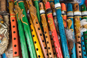 colourful indigenous flutes in Ecuador  © Barna Tanko