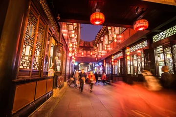 Abwaschbare Fototapete China Altstadt am Abend