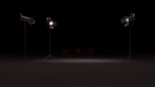Virtual studio set 3d render