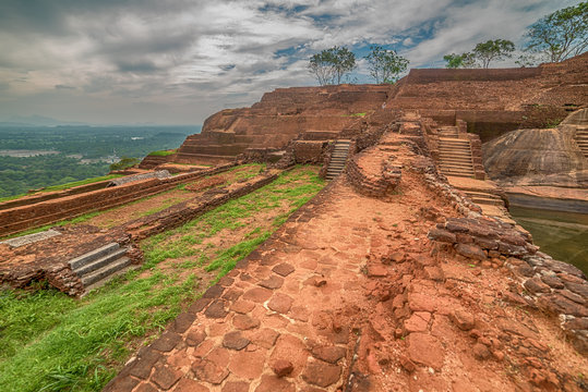 Sri Lanka: ancient Lion Rock fortress in Sigiriya or Sinhagiri. This place was selected by King Kasyapa for his new capital. 
