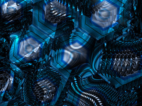 Blue glowing alien technology