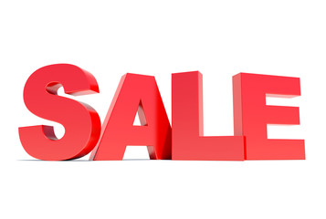Sale red text isolated on white background
