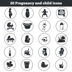 Set of color flat pregnancy and baby simple icons