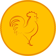 red contour of rooster. symbol of 2017