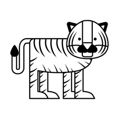 cute tiger character icon vector illustration design