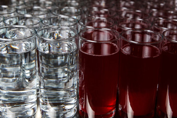 Glasses of water and beverage