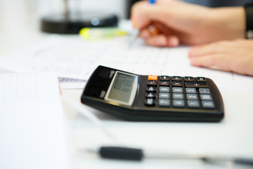 Fototapeta premium Calculator close up on table