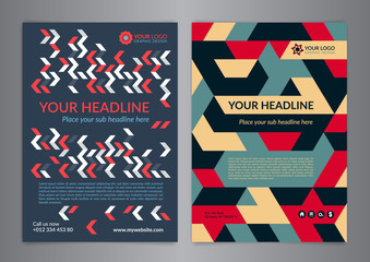 Set A4 Business brochure flyer design layout template with geometric pattern. Leaflet cover presentation, Modern Backgrounds. Vector illustration.