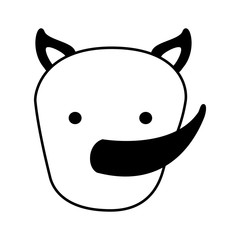 cute rhino character icon vector illustration design