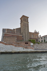 Obraz premium Venice cityscape with Jesuit Church at sunset, Italy.