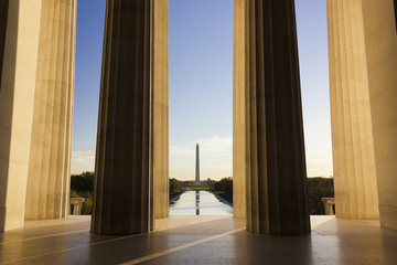 View out onto the National Mall in Washington DC from the Central Chamber of the Lincoln Memorial