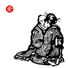 Japanese in love. Vector.